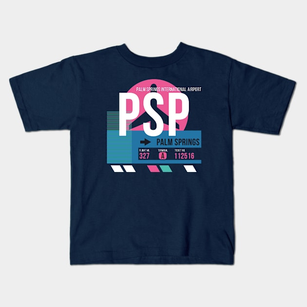 Palm Springs (PSP) Airport Code Baggage Tag A Kids T-Shirt by SLAG_Creative